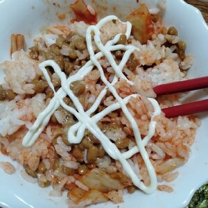 納豆の食べ方-キムチ＆にんにくマヨネーズ♪